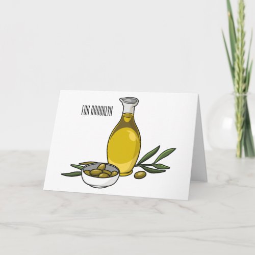 Olive oil cartoon illustration  card