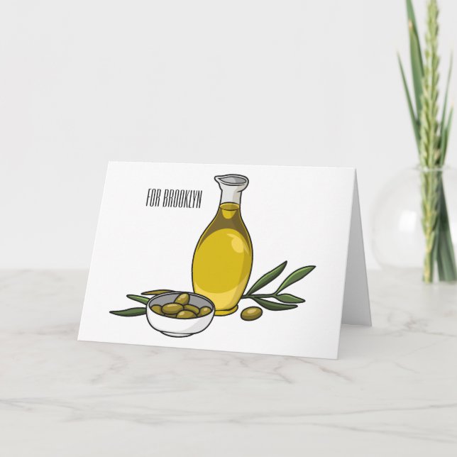 Olive oil cartoon illustration  card (Front)