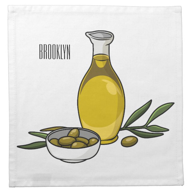 Olive oil cartoon illustration  cloth napkin (Front)