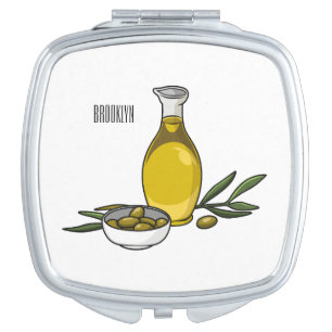 Olive oil cartoon illustration compact mirror