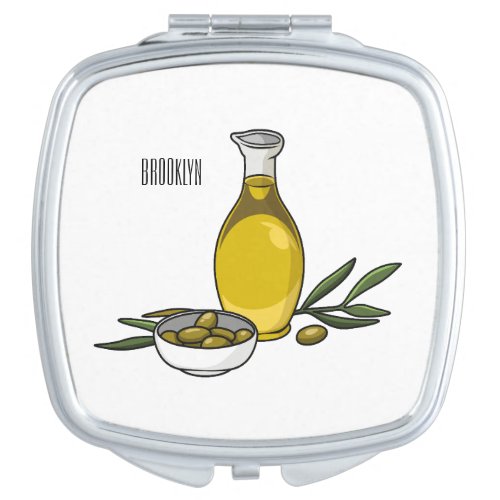 Olive oil cartoon illustration  compact mirror