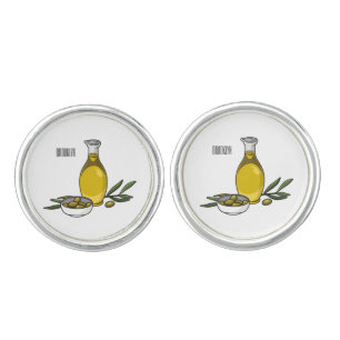 Olive oil cartoon illustration  cufflinks