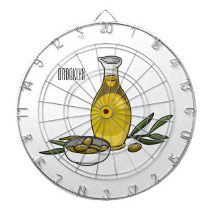 Olive oil cartoon illustration dart board