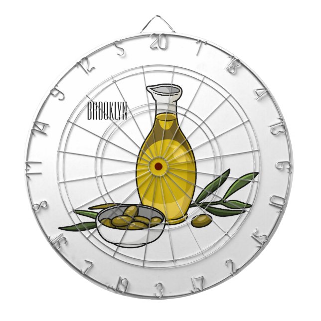 Olive oil cartoon illustration  dart board (Front)