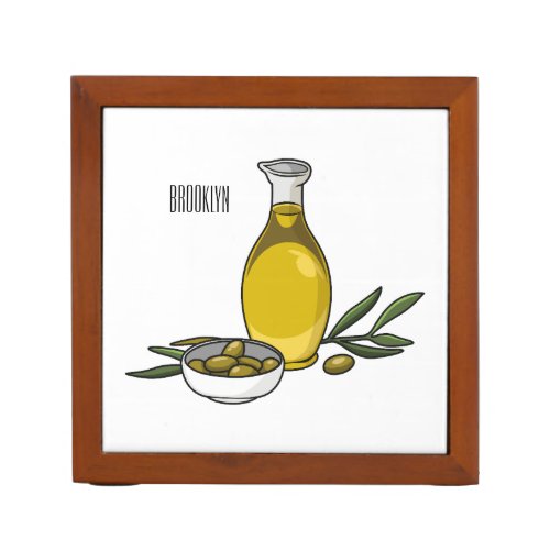 Olive oil cartoon illustration  desk organizer