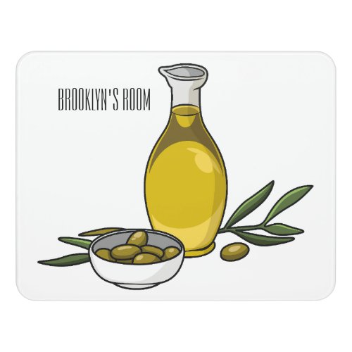 Olive oil cartoon illustration  door sign