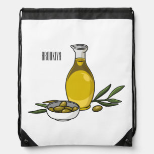 Olive oil cartoon illustration drawstring bag