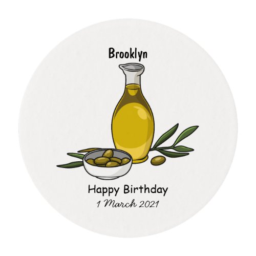 Olive oil cartoon illustration edible frosting rounds