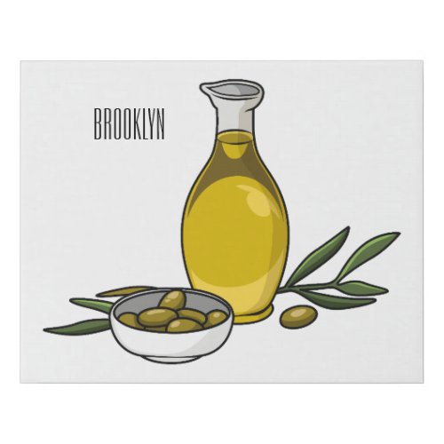 Olive oil cartoon illustration  faux canvas print