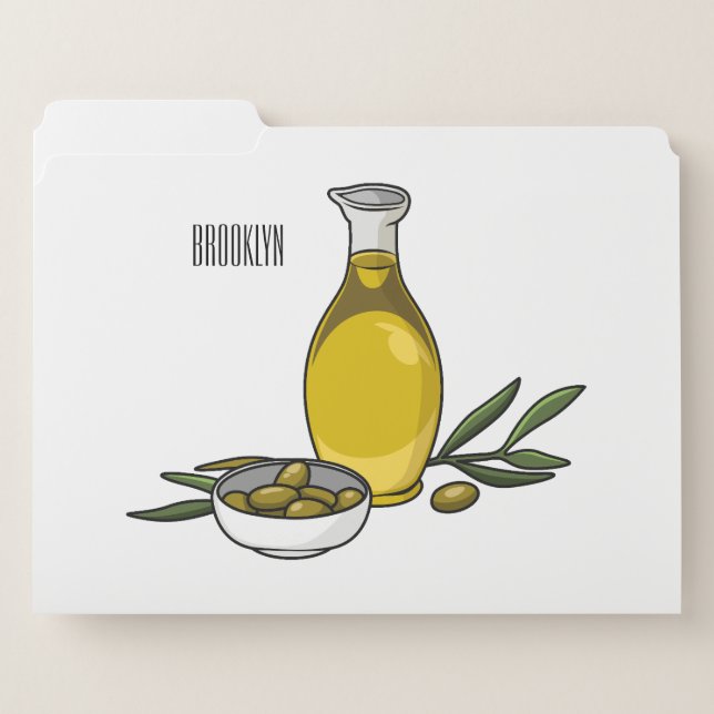Olive oil cartoon illustration  file folder (Front Left)