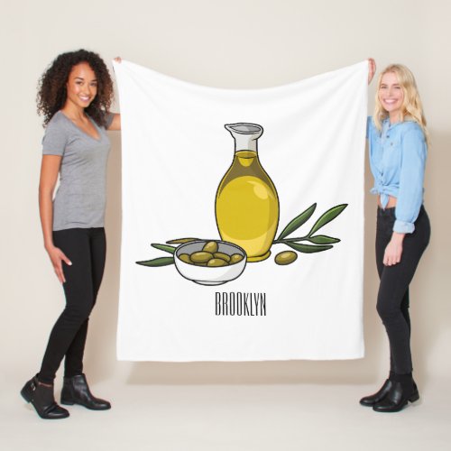 Olive oil cartoon illustration  fleece blanket