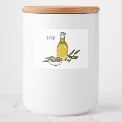 Olive oil cartoon illustration  food label