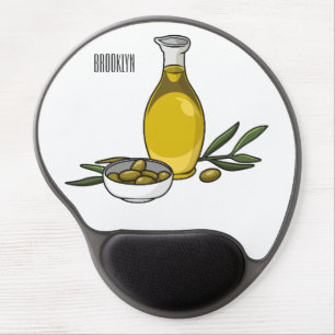 Olive oil cartoon illustration gel mouse pad