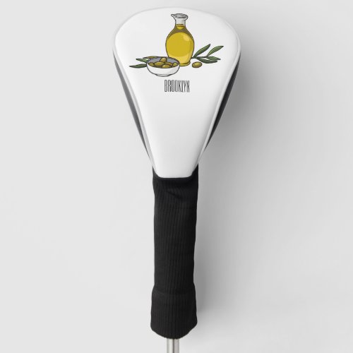 Olive oil cartoon illustration  golf head cover