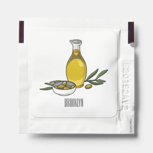 Olive oil cartoon illustration hand sanitizer packet