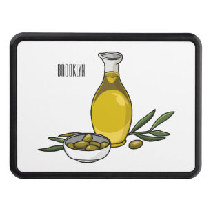 Olive oil cartoon illustration  hitch cover