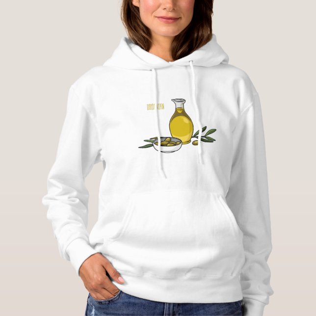 Olive oil cartoon illustration  hoodie (Front)