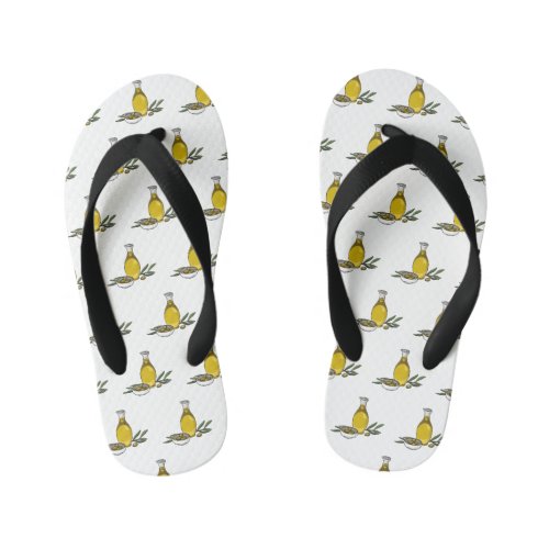 Olive oil cartoon illustration  kids flip flops