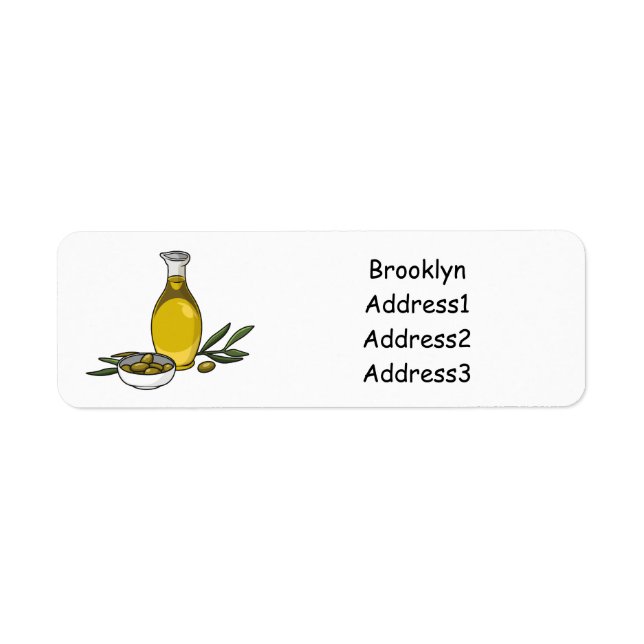 Olive oil cartoon illustration label (Front)