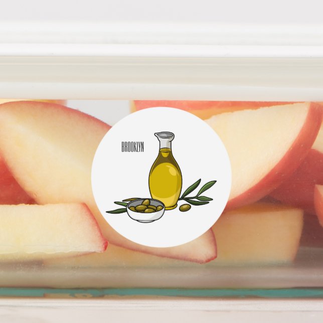 Olive oil cartoon illustration  labels (Affixed)