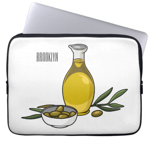 Olive oil cartoon illustration  laptop sleeve