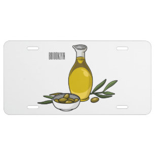 Olive oil cartoon illustration  license plate