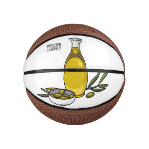 Olive oil cartoon illustration  mini basketball