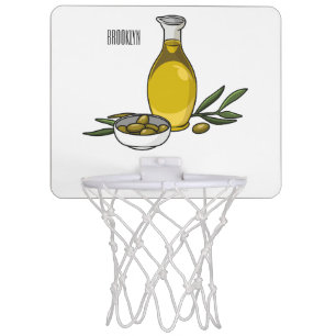 Olive oil cartoon illustration  mini basketball hoop