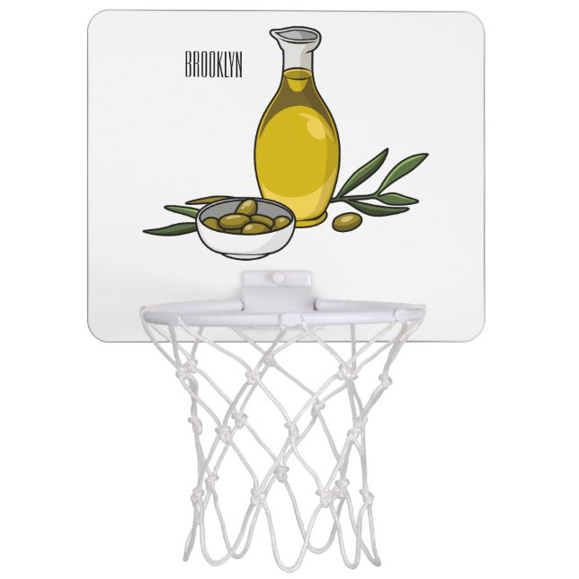 Olive oil cartoon illustration  mini basketball hoop (Front)