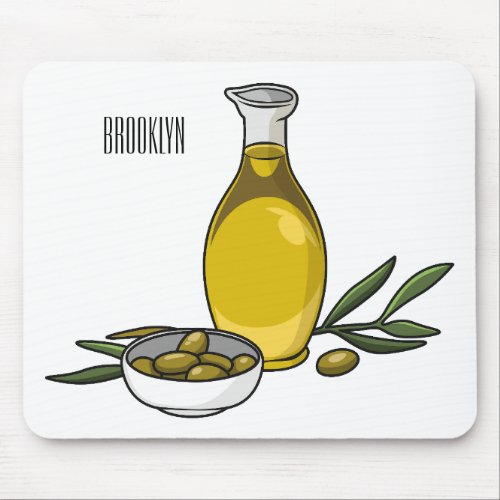 Olive oil cartoon illustration  mouse pad