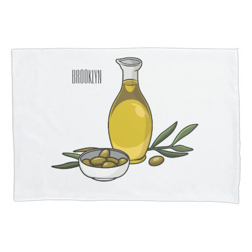 Olive oil cartoon illustration  pillow case
