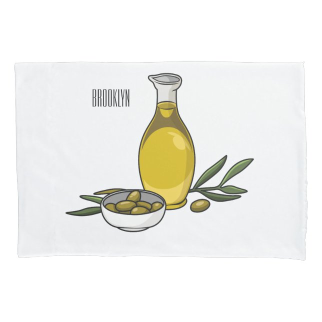 Olive oil cartoon illustration  pillow case (Front)