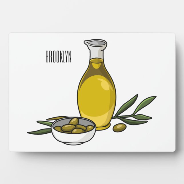Olive oil cartoon illustration  plaque (Front)