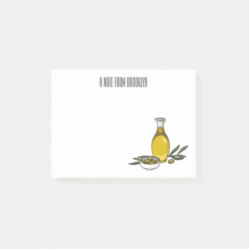 Olive oil cartoon illustration  post_it notes