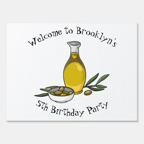 Olive oil cartoon illustration sign