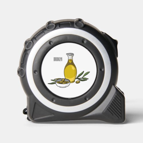 Olive oil cartoon illustration  tape measure