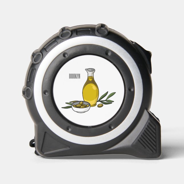 Olive oil cartoon illustration  tape measure (Front)