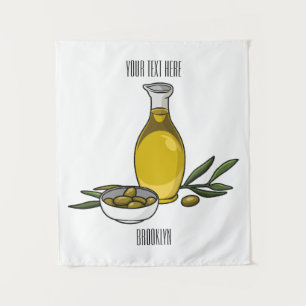 Olive oil cartoon illustration  tapestry