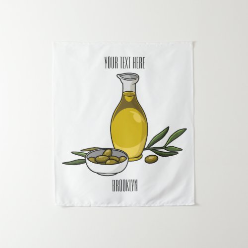 Olive oil cartoon illustration  tapestry
