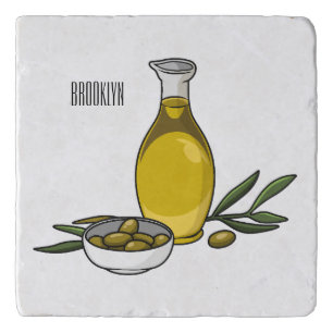Olive oil cartoon illustration trivet