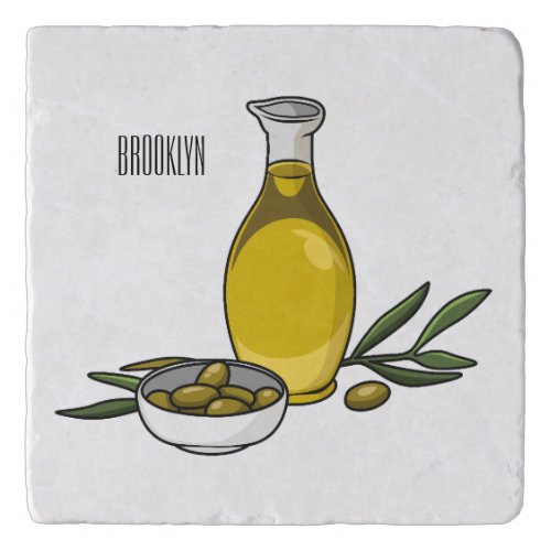 Olive oil cartoon illustration  trivet