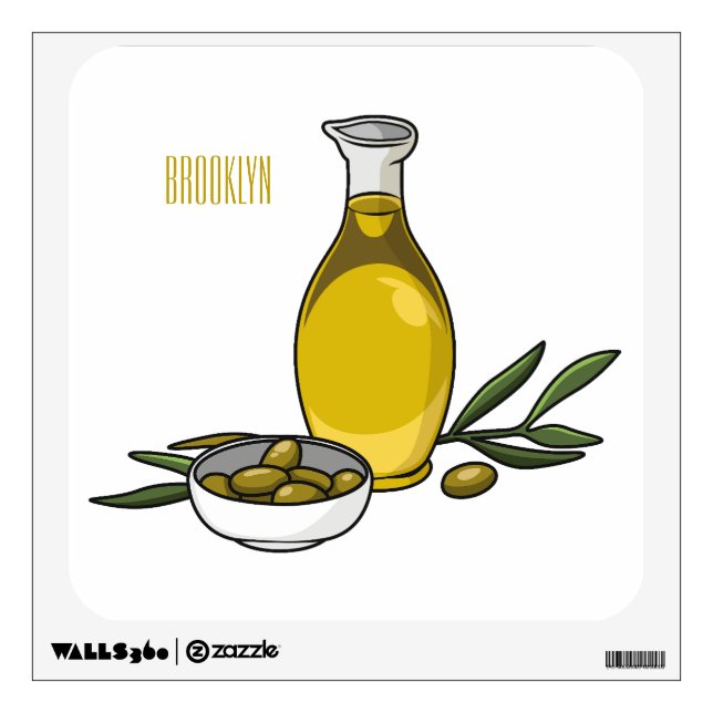 Olive oil cartoon illustration  wall decal (Front)