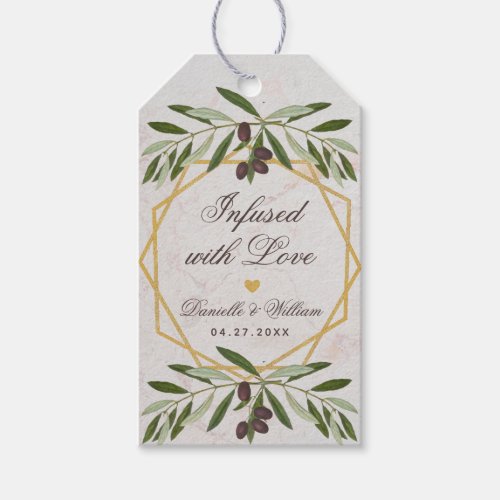 Olive Oil Infused with Love Foliage Wedding Favors Gift Tags