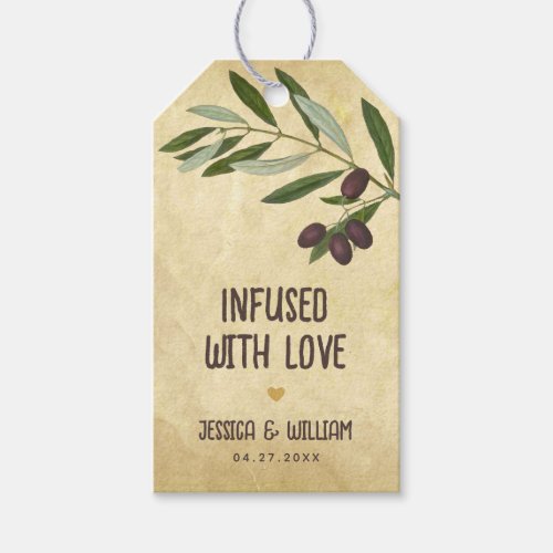 Olive Oil Infused with Love Rustic Wedding Favor  Gift Tags