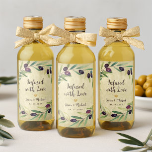 Olive Oil Infused with Love Rustic Wedding Favors Wine Label