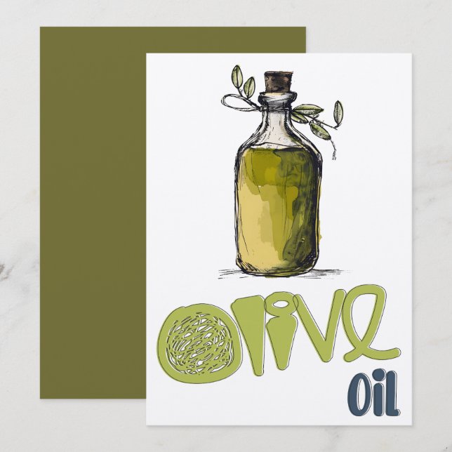 Olive Oil Mediterranean Healthy Organic زيت زيتون Invitation (Front/Back)