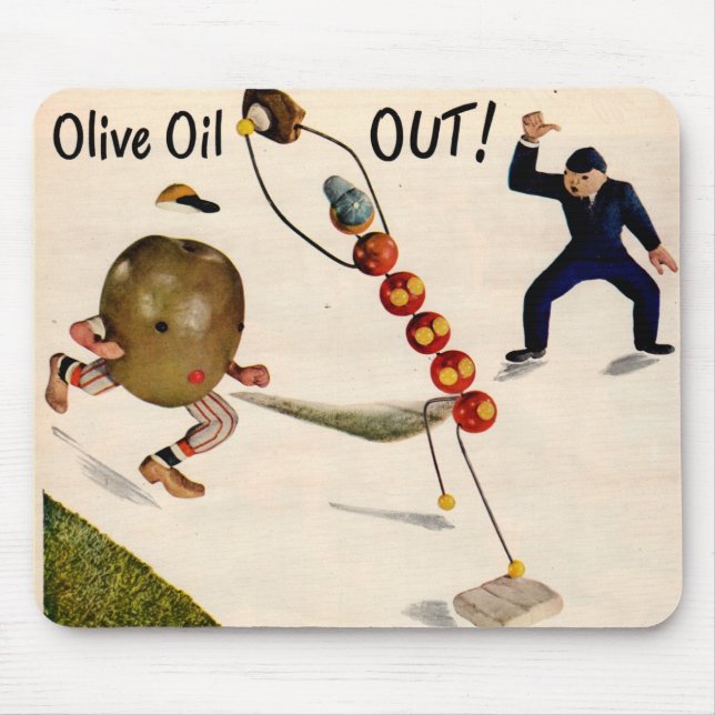Olive Oil Out olive playing baseball Mouse Pad (Front)