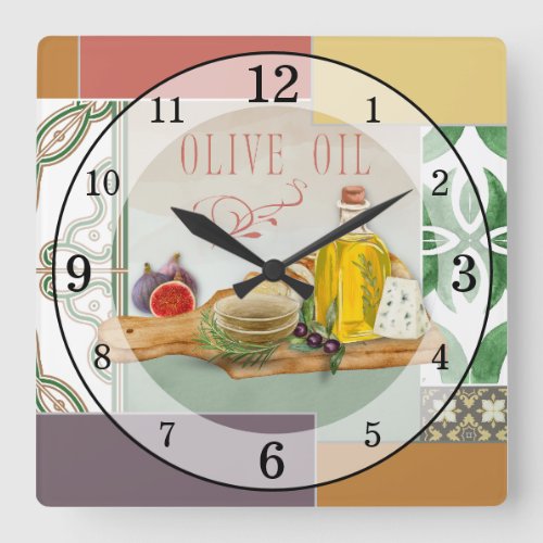 Olive Oil Patchwork Acrylic Wall Clock