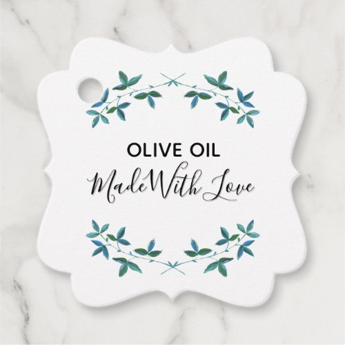 Olive oil sprig homemade food essentials  favor tags