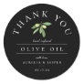 Olive Oil Thank You Favor Black Classic Round Sticker